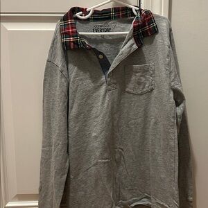 Crewcuts Gray Shirt with Red Plaid Collar Boys size 12 Great condition